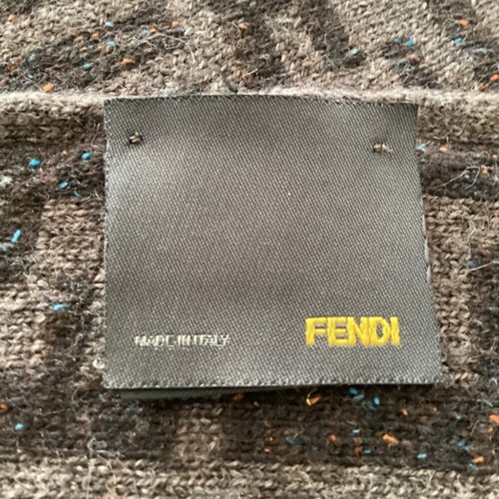 Fendi Brown Monogram FF Logo Wool Muffler Scarf Unisex - Picture 7 of 11